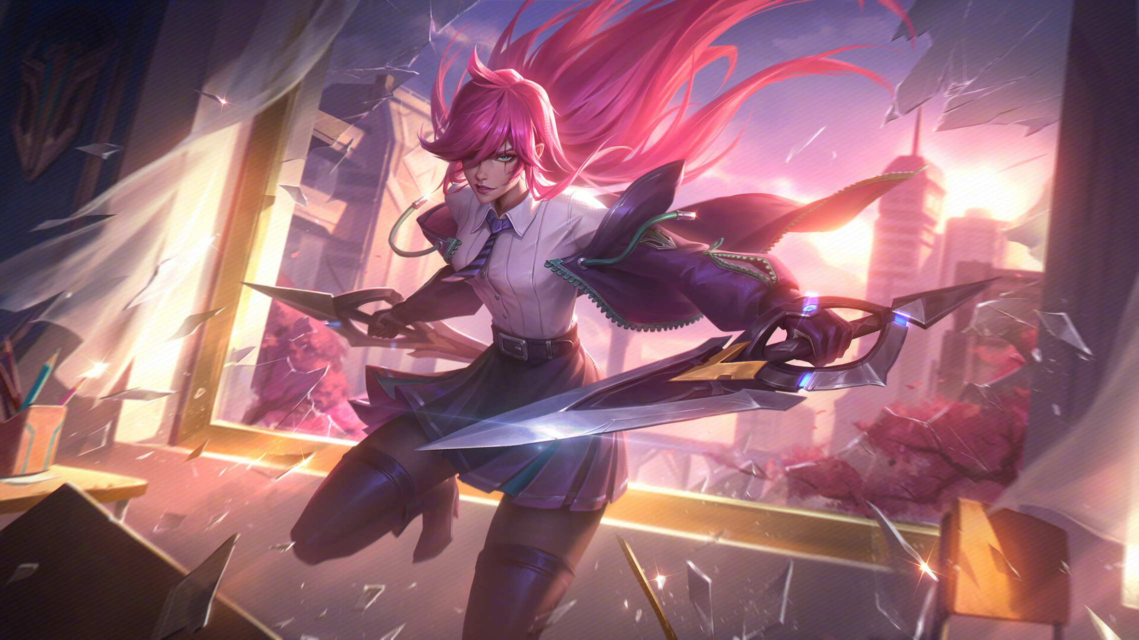 lol战斗学院#插画师bin ye分享了【战斗学院 卡特琳娜 盛典礼服】臻