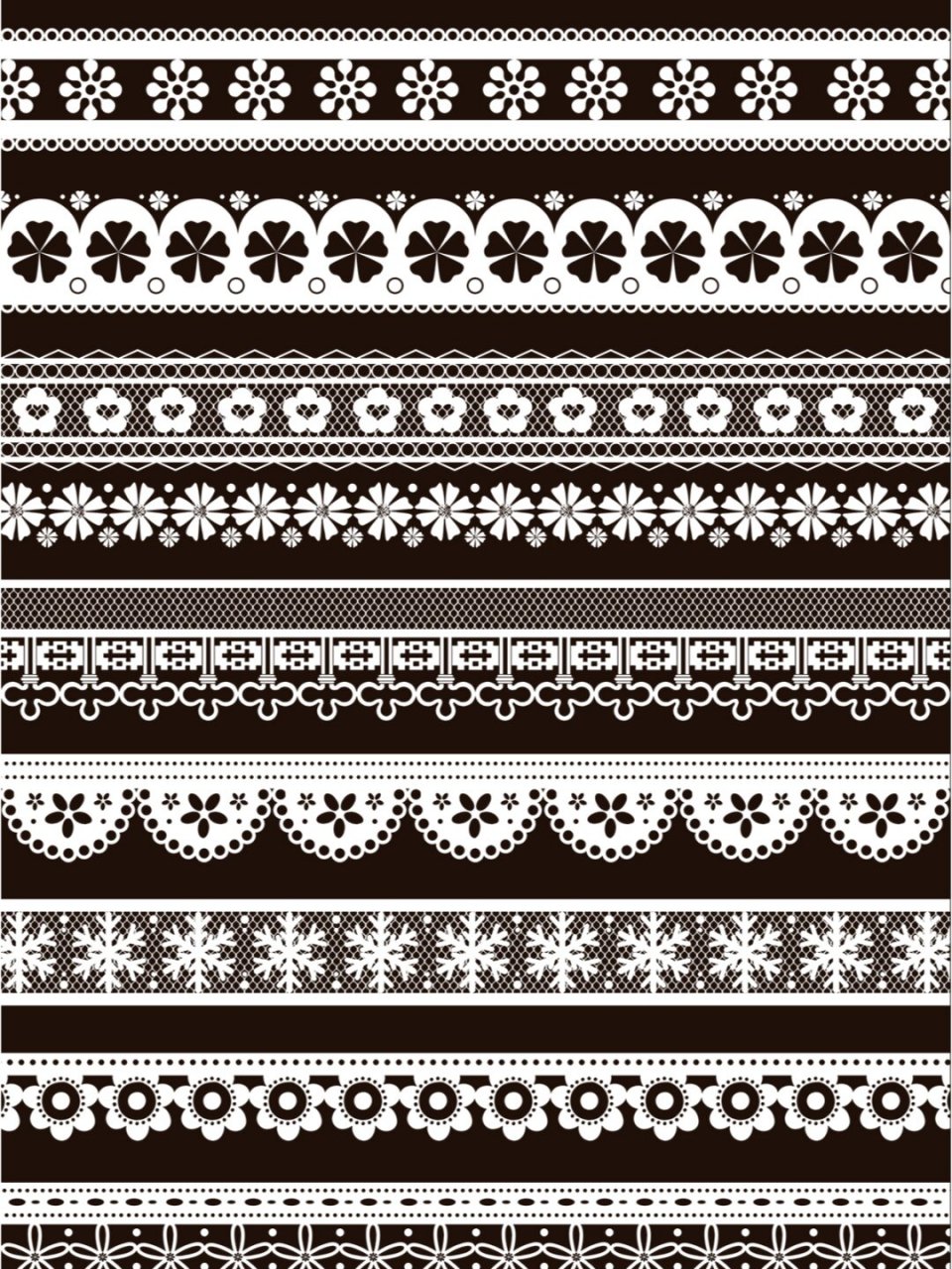 🆓素材分享 唯美蕾丝花边边框分割线花纹印刷海报素材 透明免抠png