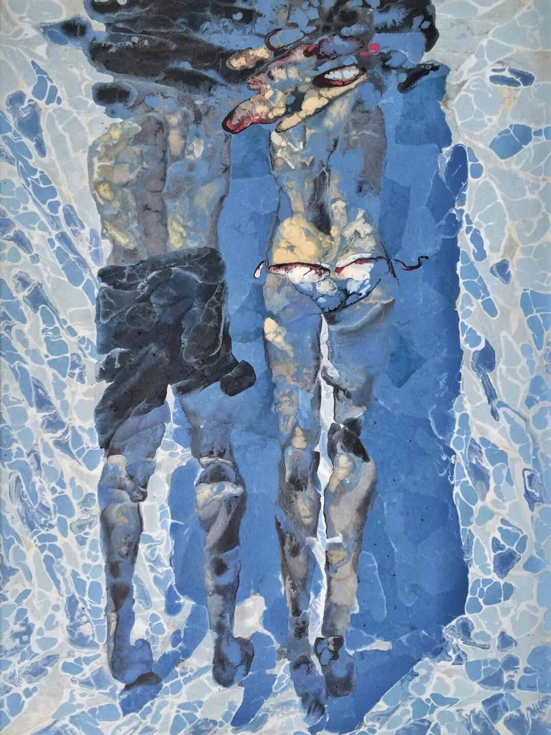 倒影在水里会流动的油画