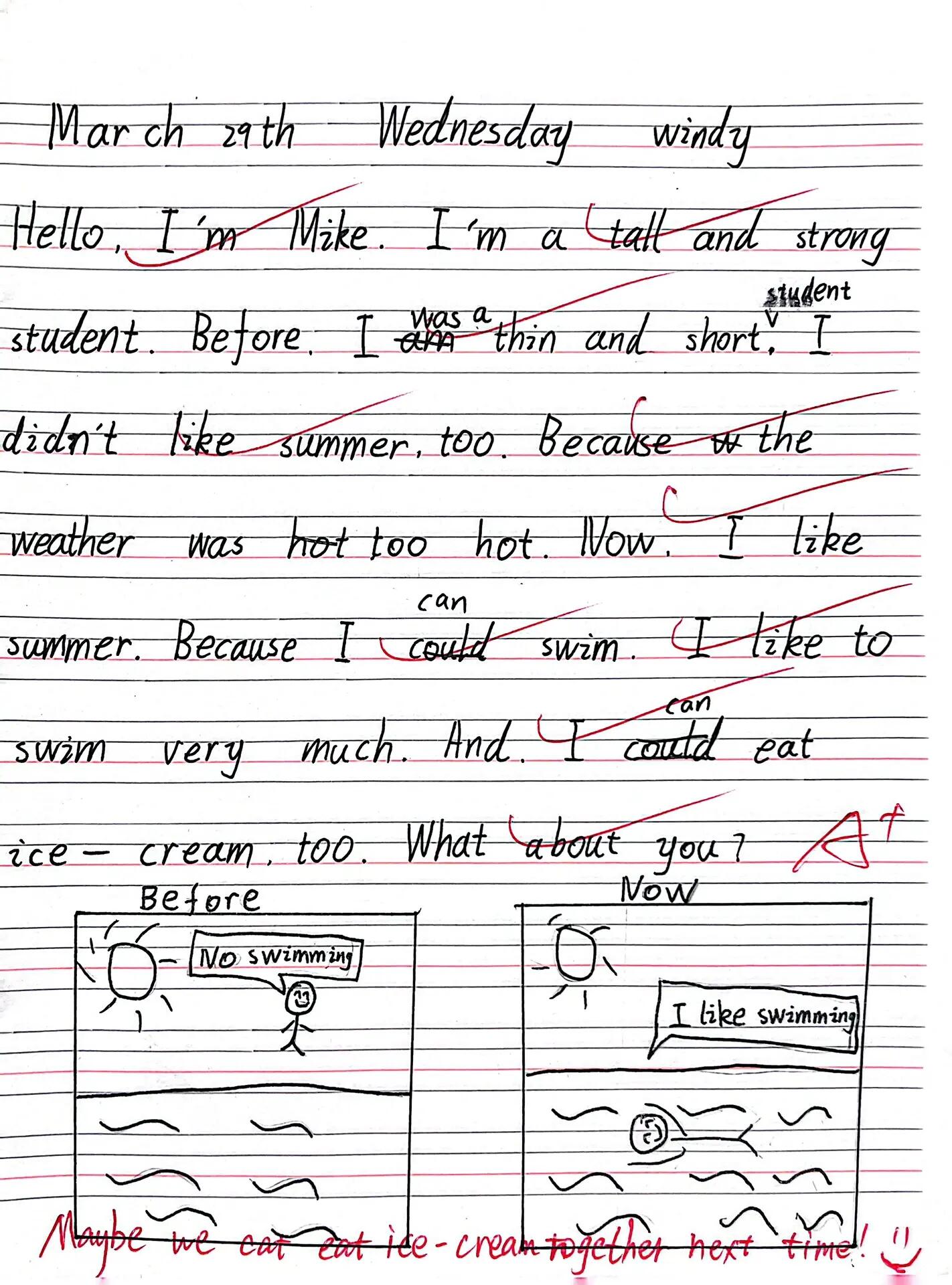 人教版pep六下unit4 then and now作文 7199写作模板: before,i