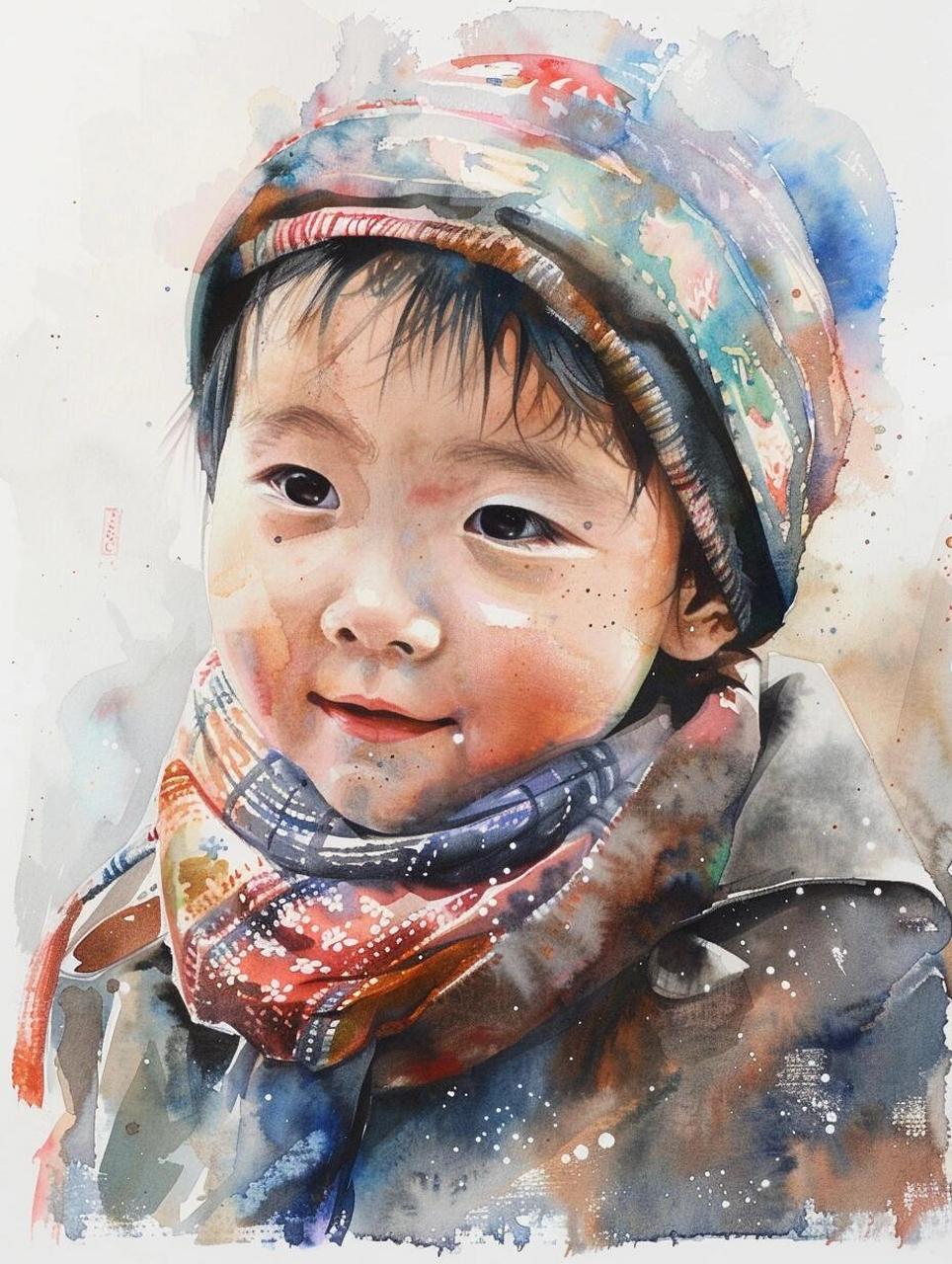 ai水彩|小男孩