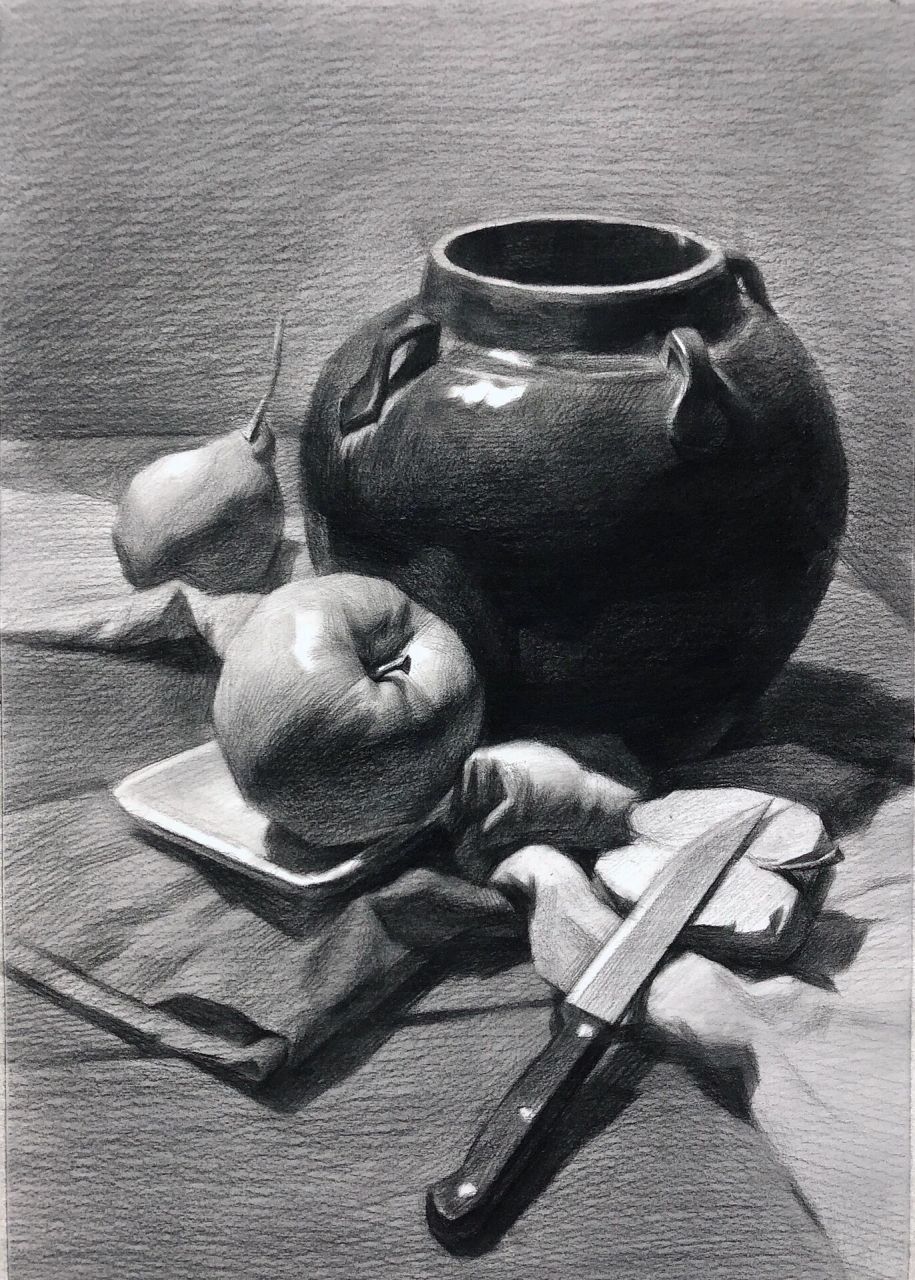 素描静物罐子组合步骤