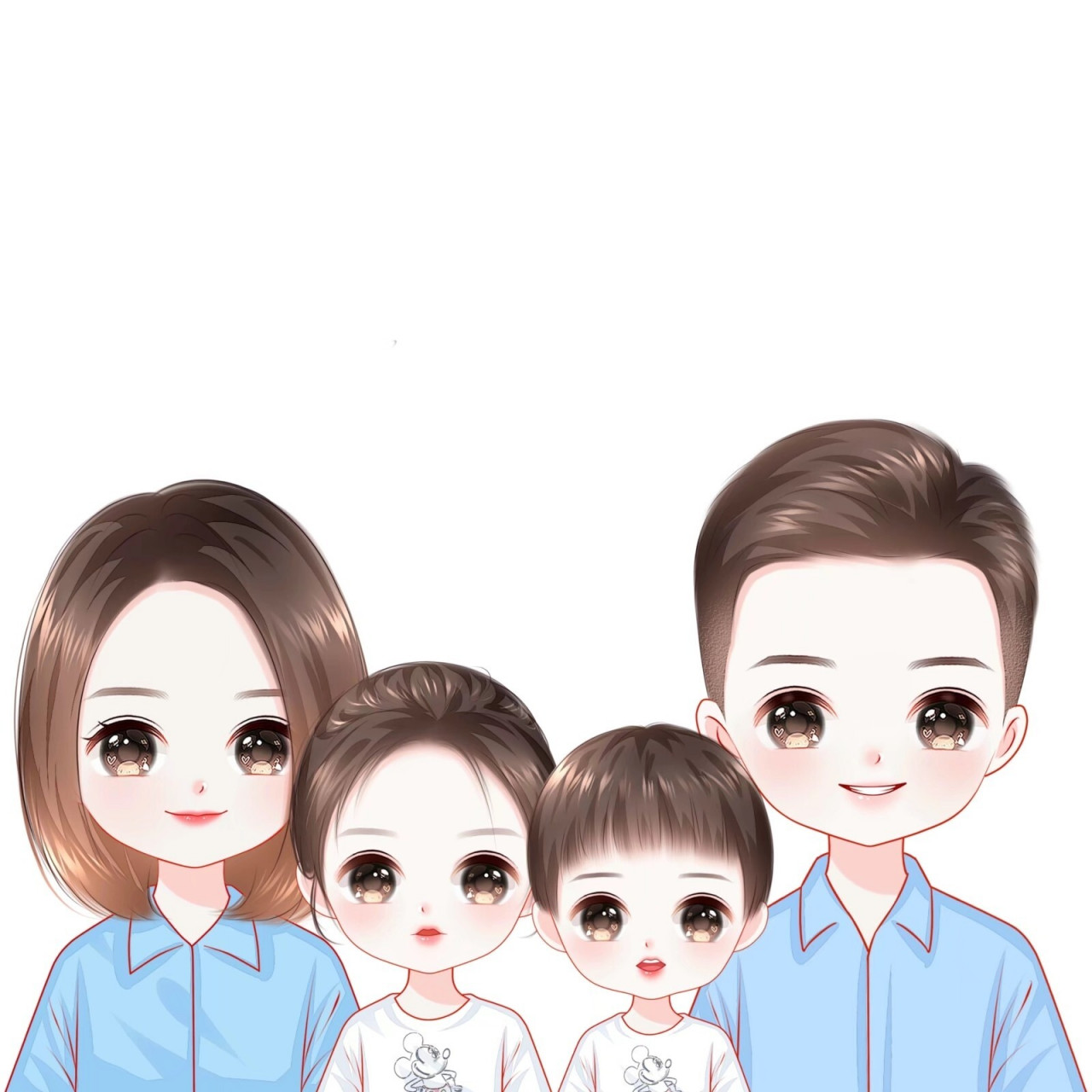 手绘可爱卡通一家四口亲子全家福头像 超好看的手绘一家四口亲子