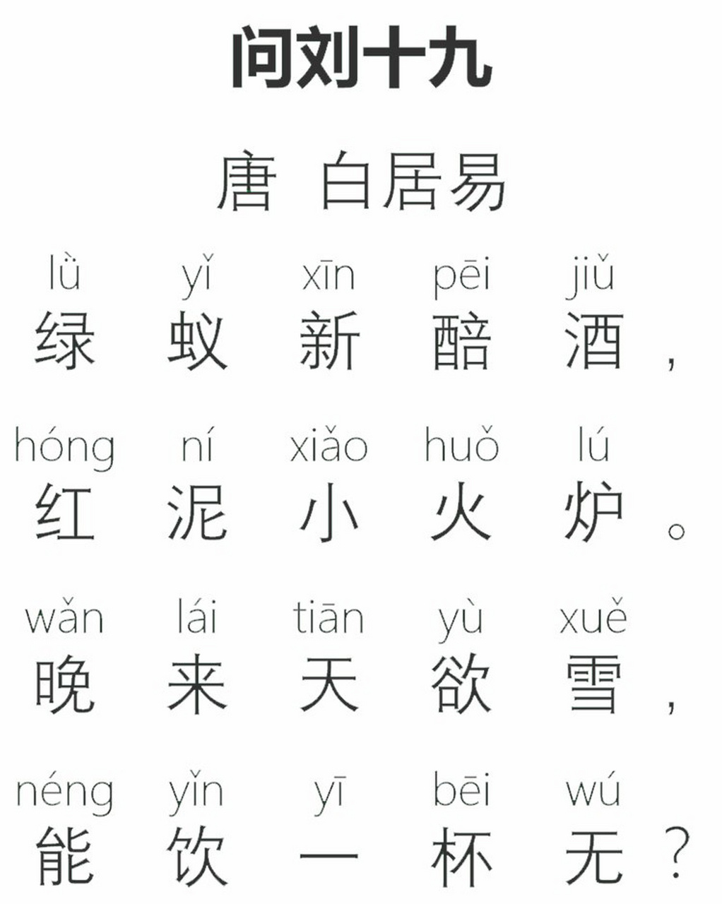 诗词精读分享《问刘十九》唐·白居易 诗词讲解 新酿的米酒,色绿香浓
