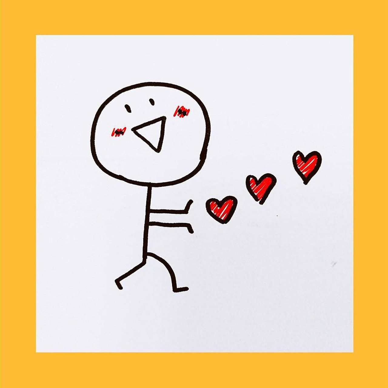 敲可爱72的火柴人简笔画,爱心发射biu~ 我的世界都是你,送给你我爱