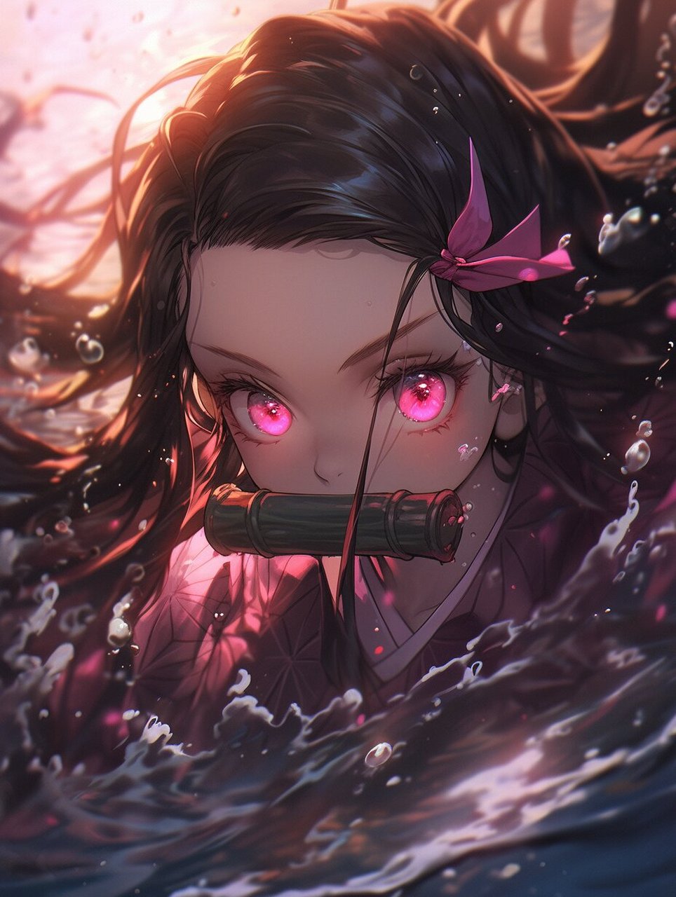 鬼灭之刃|灶门祢豆子|aigc 灶门炭治郎的妹妹,因鬼舞辻无惨的血液变成