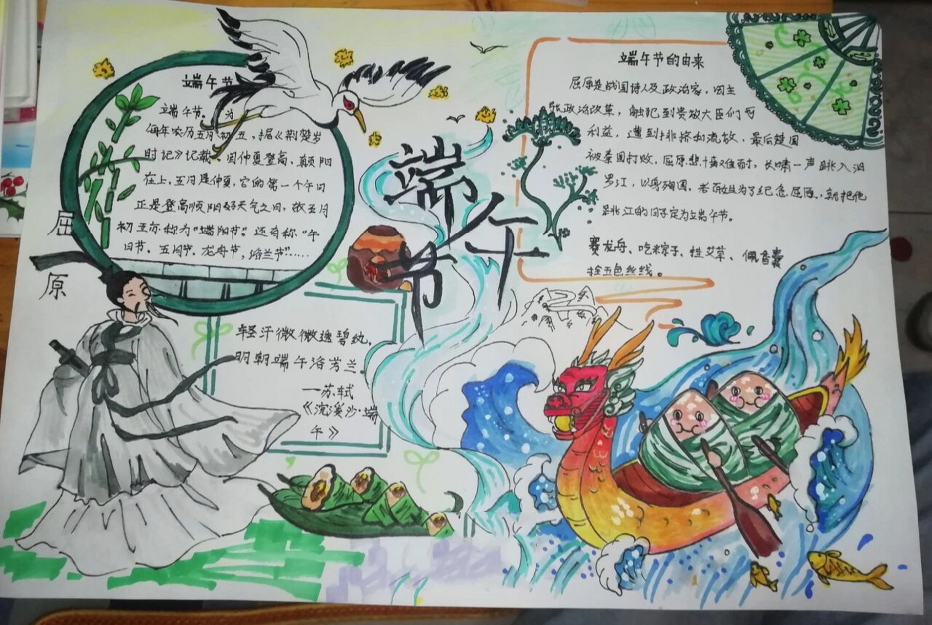 端午节手抄报 现在发应该不迟吧? 昨天熬夜画了好久,拿图的说一声.