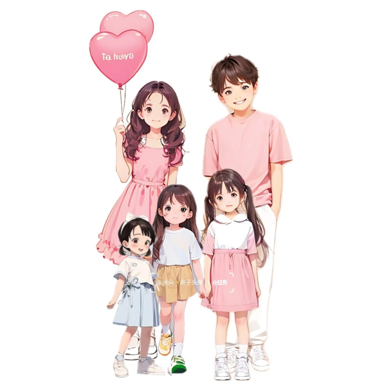 一家五口三女儿/三儿子头像～你留言我做图