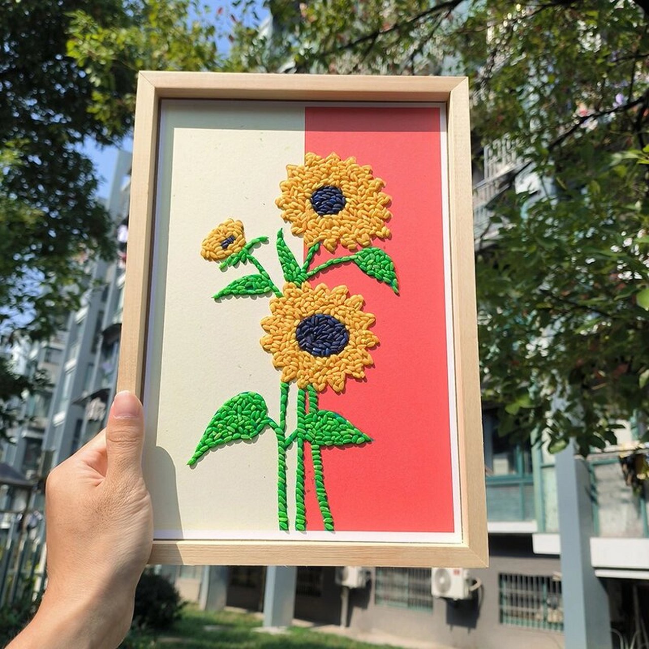 花朵-五谷杂粮画粘贴画 五谷杂粮diy粘贴画立体手工儿童豆子粮食种子
