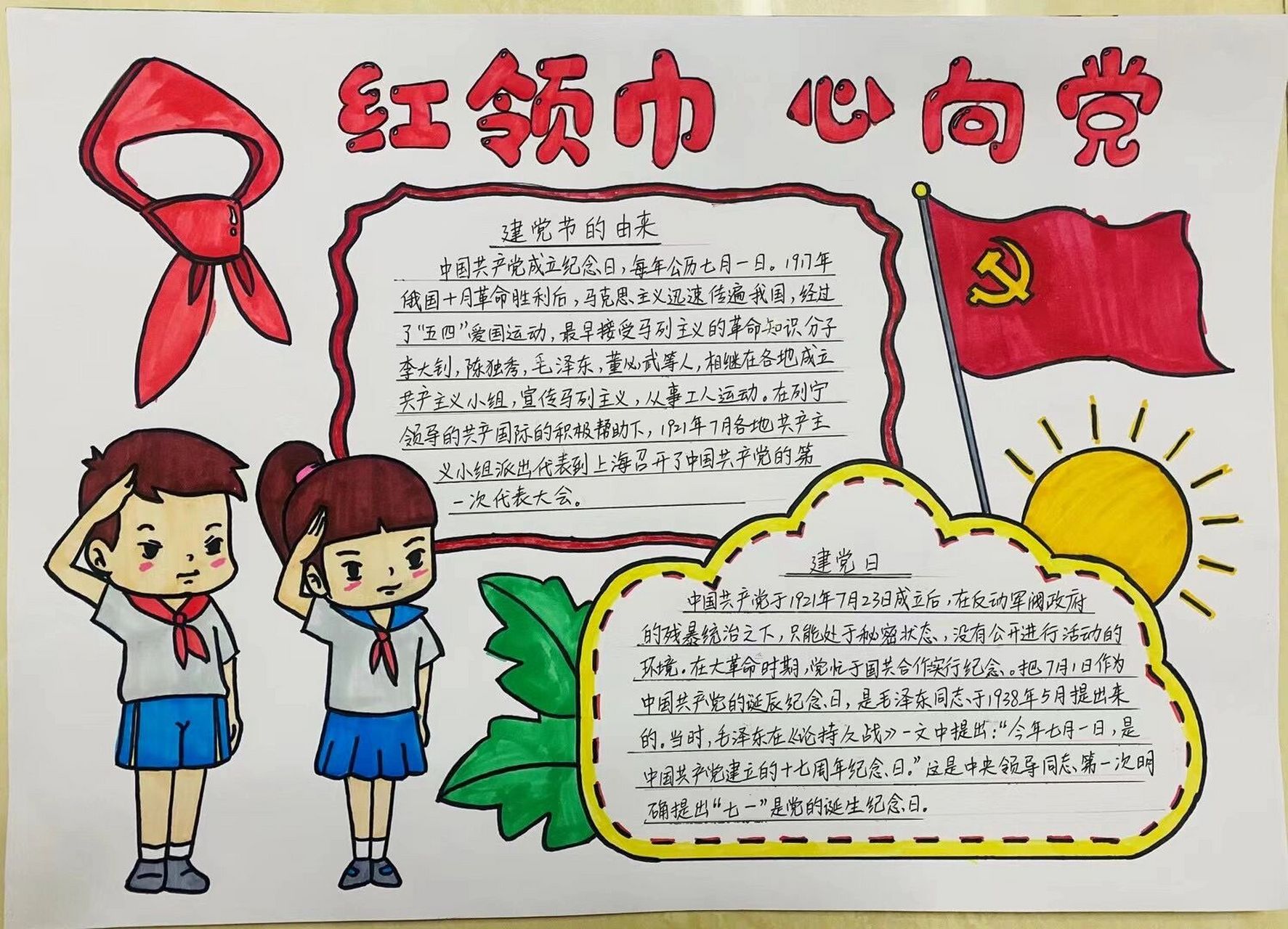 红领巾 心向党手抄报