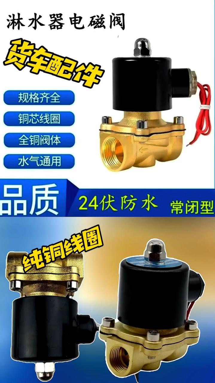 货车淋水器电磁阀过水电控阀半挂车大货车24v纯铜线圈电磁阀  全铜