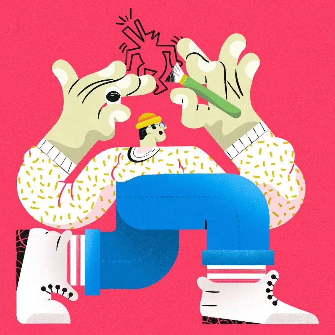 视觉传达素材积累 | 动感夸张人物造型  作品来源:巴西的插画师pevê