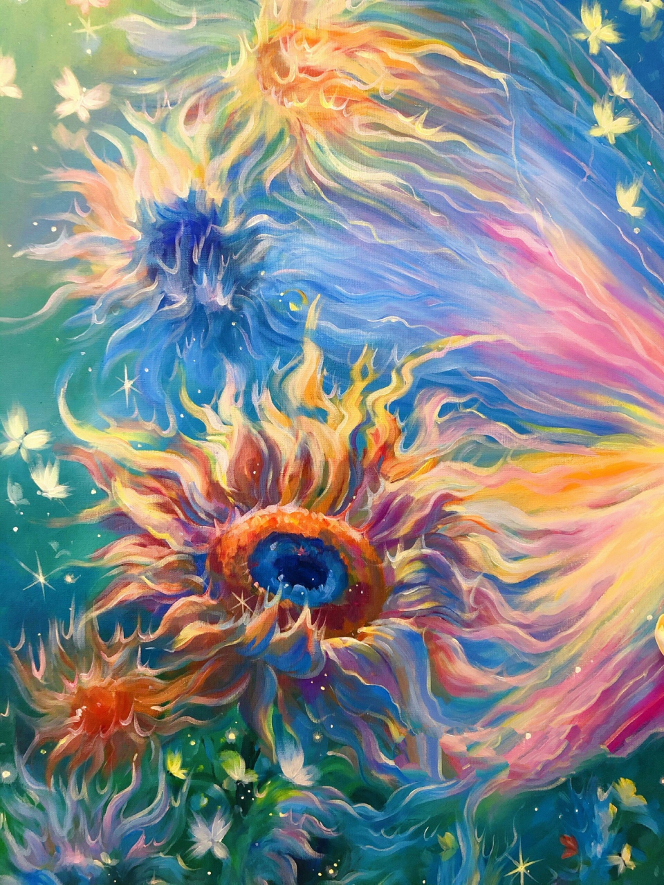 原创丙烯画创作合集/梦幻蝴蝶鲸鱼花卉系列 蝴蝶与鲸鱼的故事开始了