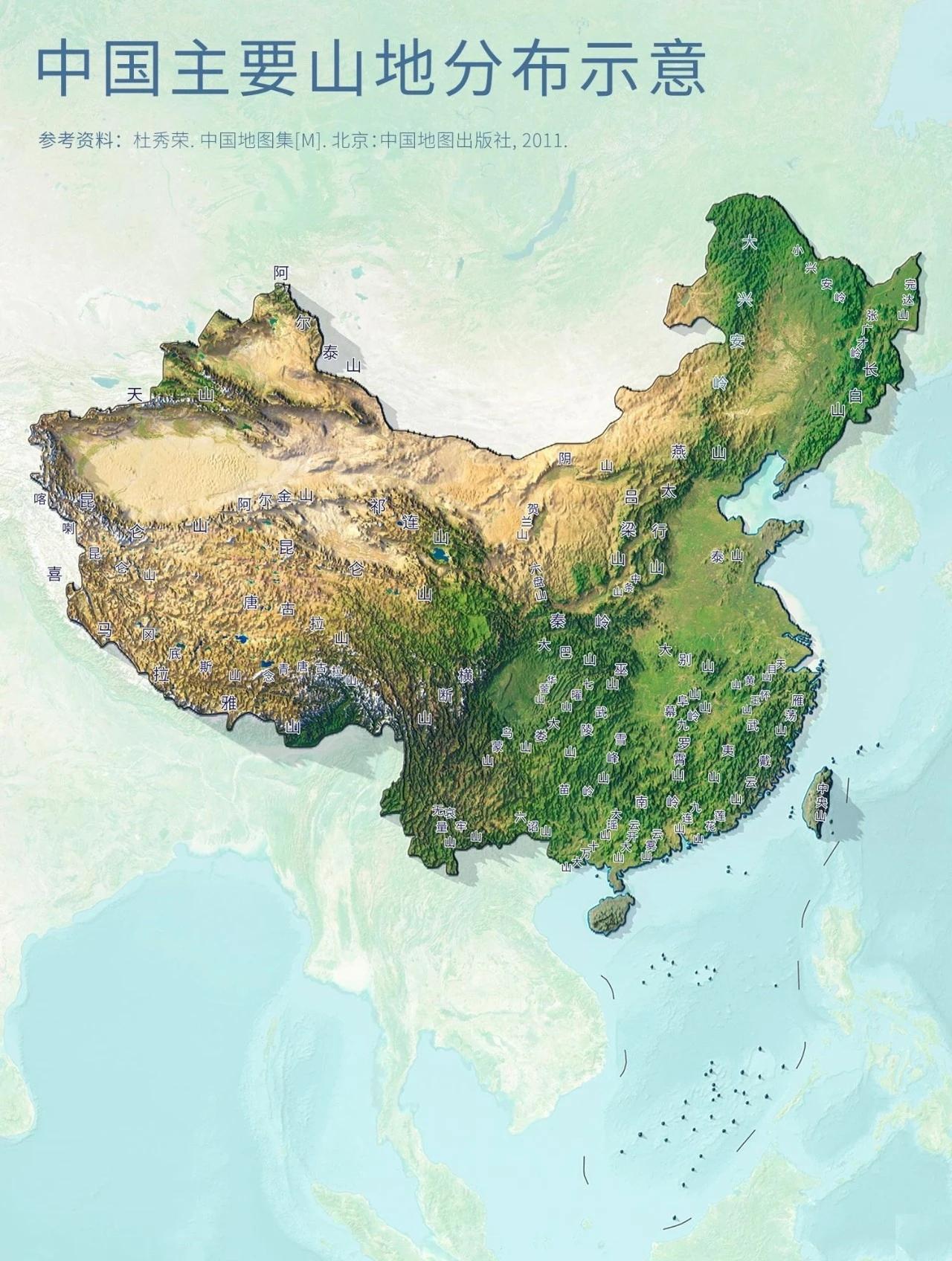八上地理山岳地图(初二地理上册山脉图)  第1张