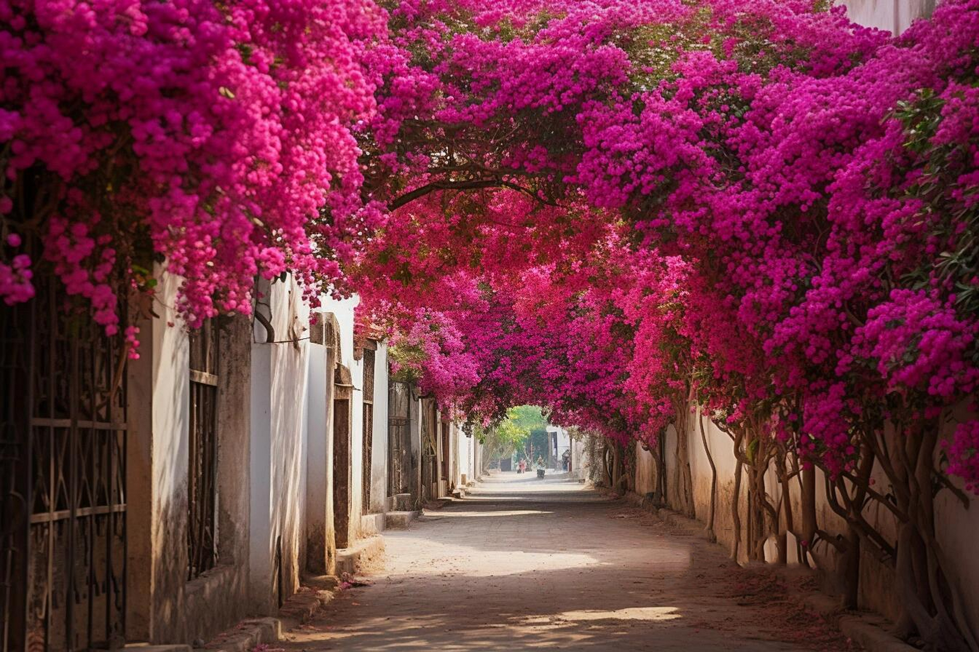 红色的三角梅,是三亚市花,以热情与坚韧著称.三角梅盛开时,花海绚烂.
