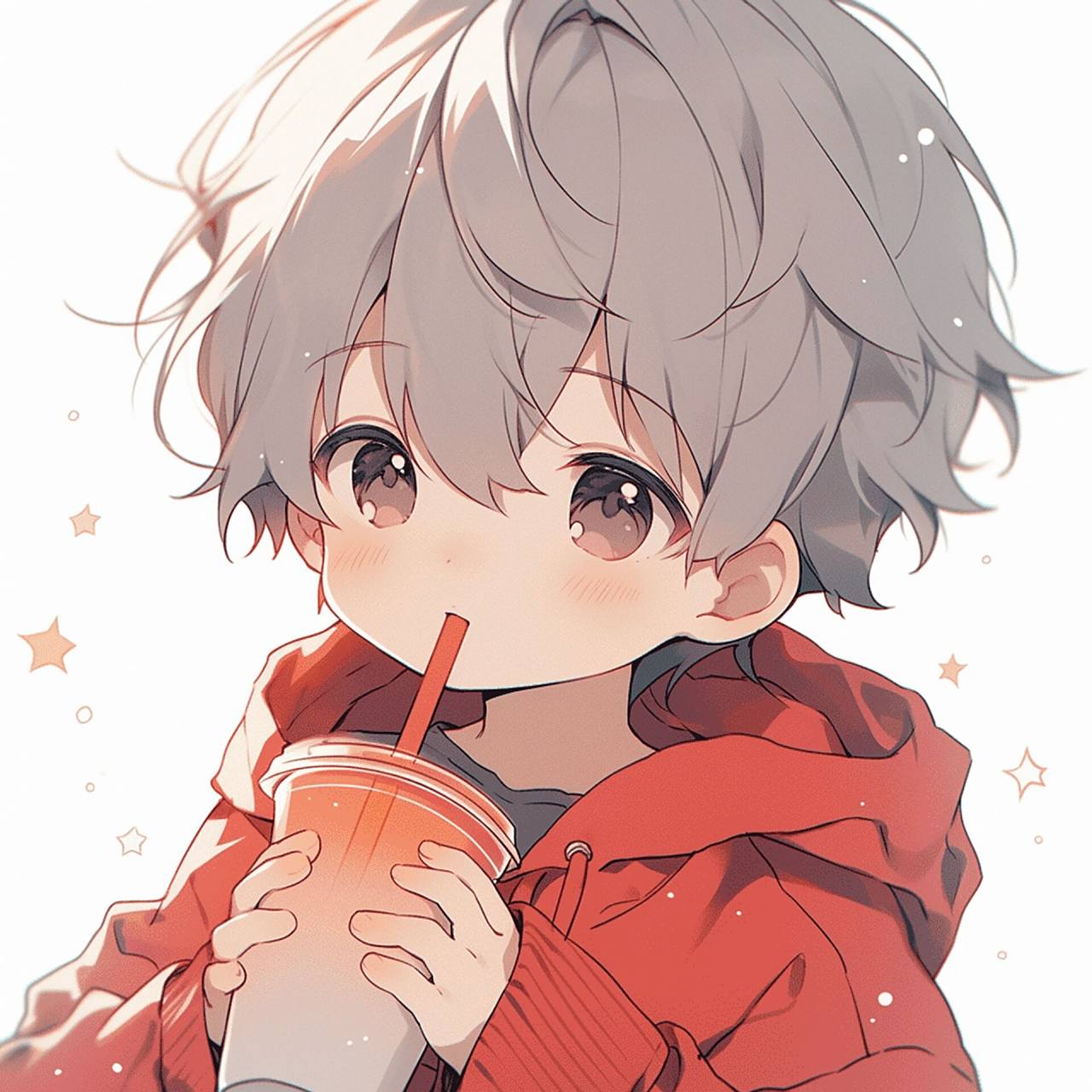 男生头像 | 喝奶茶的小男孩