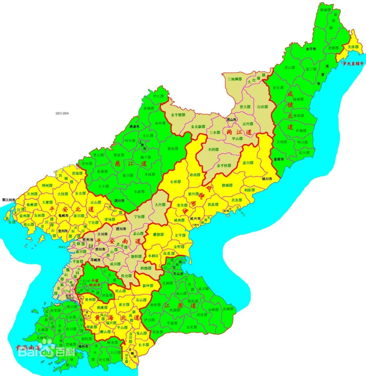 朝鲜9691行政区划地图