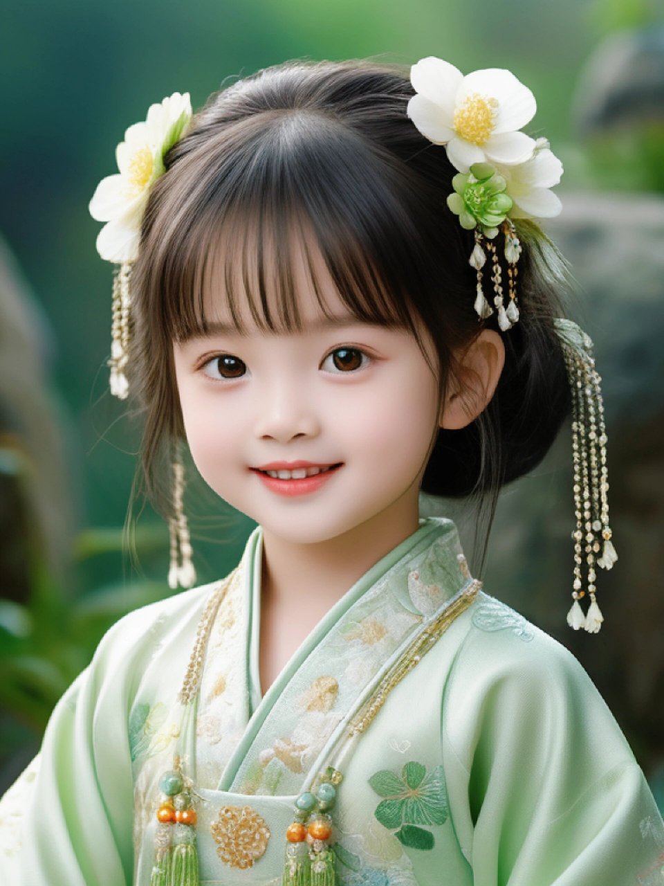 ai可爱小女孩古装 #儿童摄影# #古风写真# #汉服# #最美礼服# #ai绘画