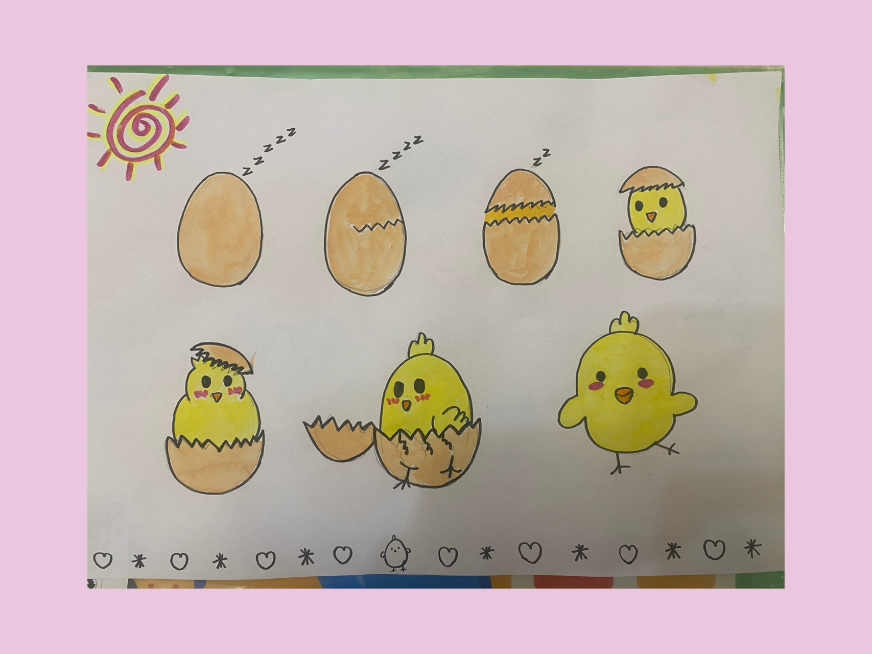 鸡蛋孵小鸡简笔画图片