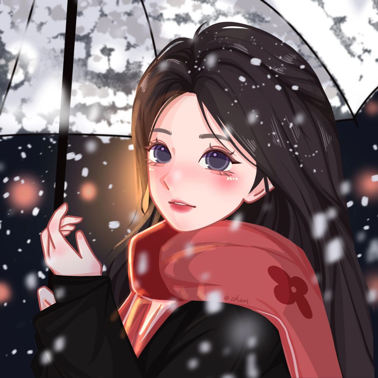 雪中女生头像图片