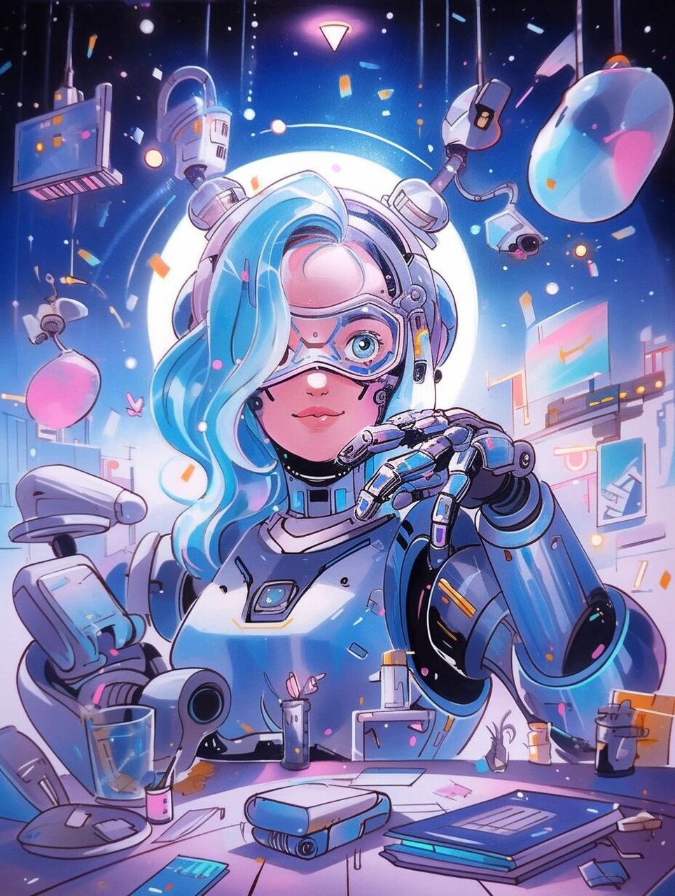 视传科技类装饰画人工智能机器人手绘快 #我的考研# #23考研# #设计