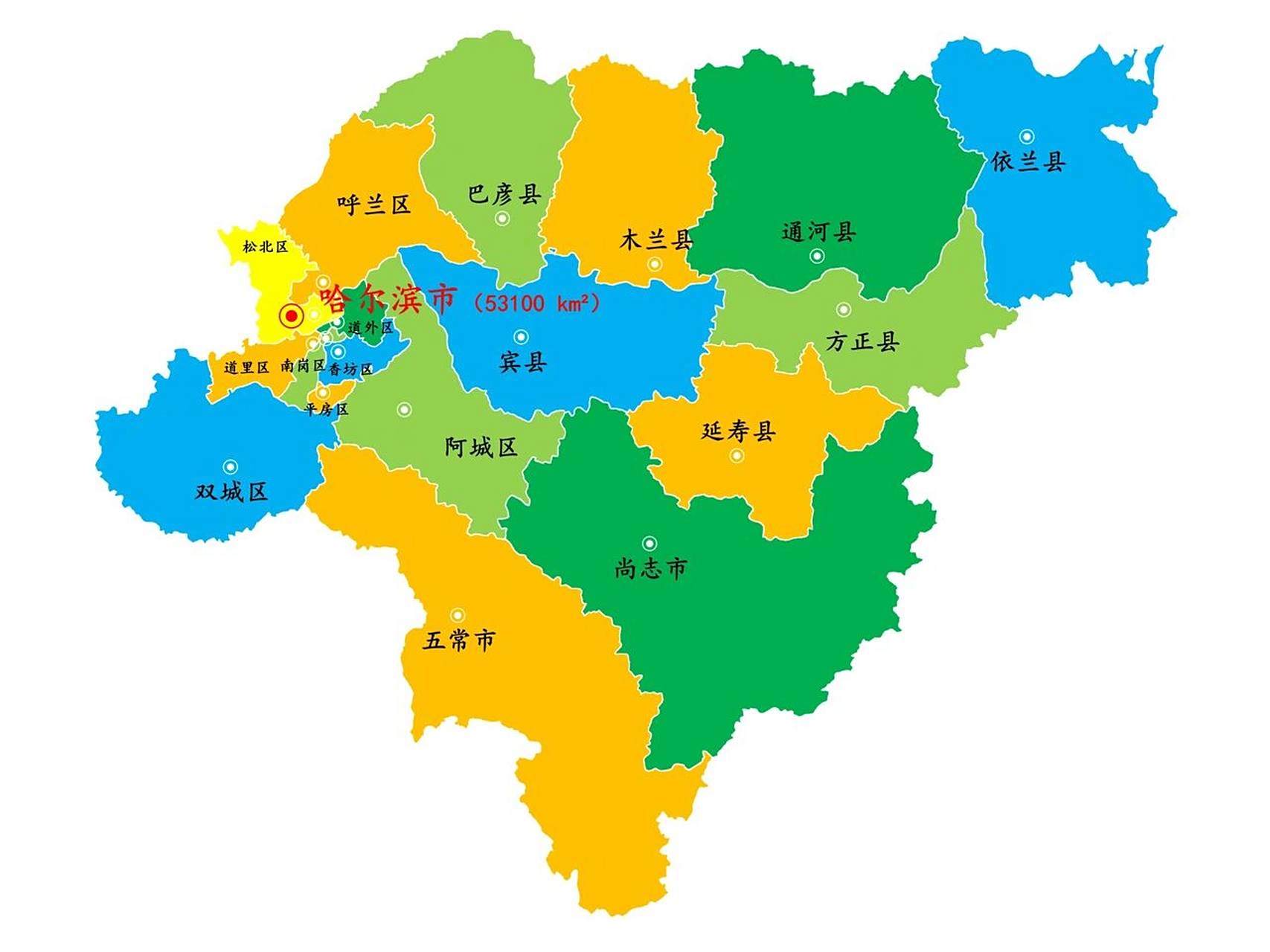 黑龙江·哈尔滨市景区景点141个1/3 下辖: 9个市辖区:道里区,南岗区