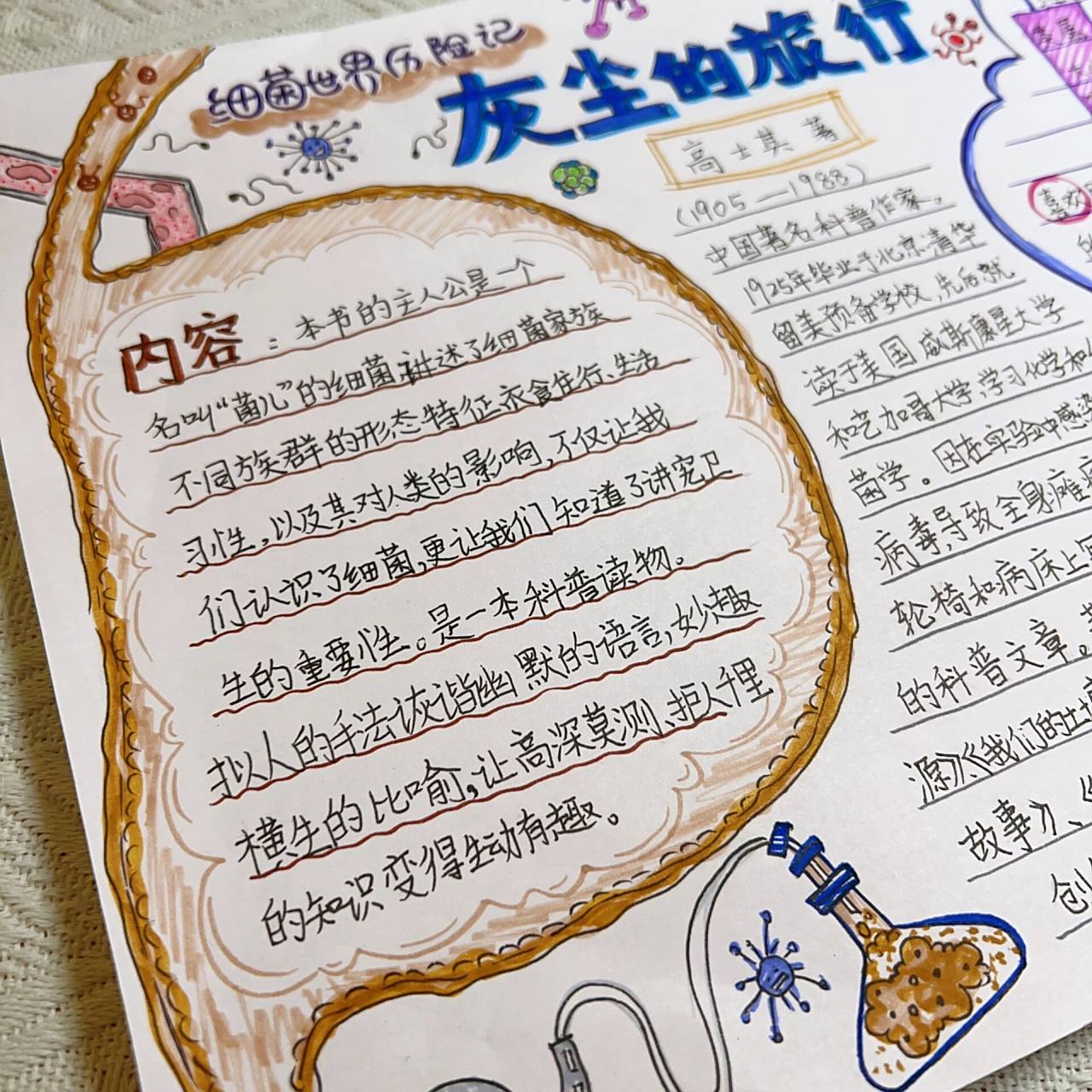 四下阅读导图《细菌世界历险记灰尘的旅行》 继手抄报后的又一费妈