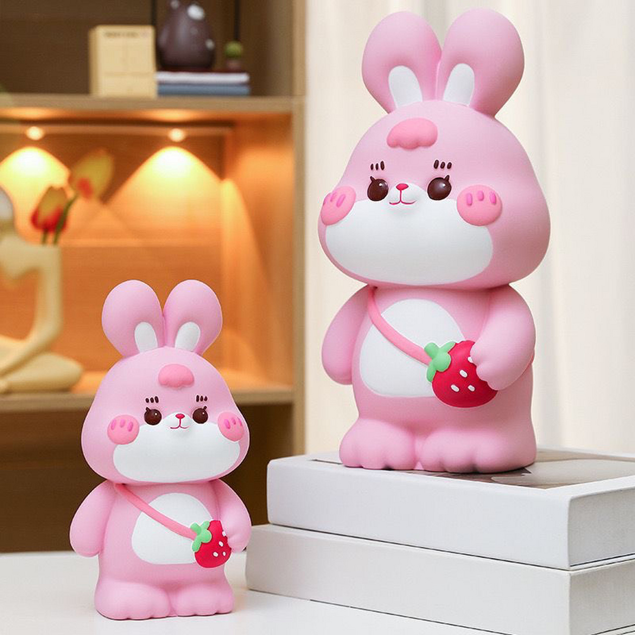 新款草莓兔草莓熊diy涂色石膏像乳胶模具卡