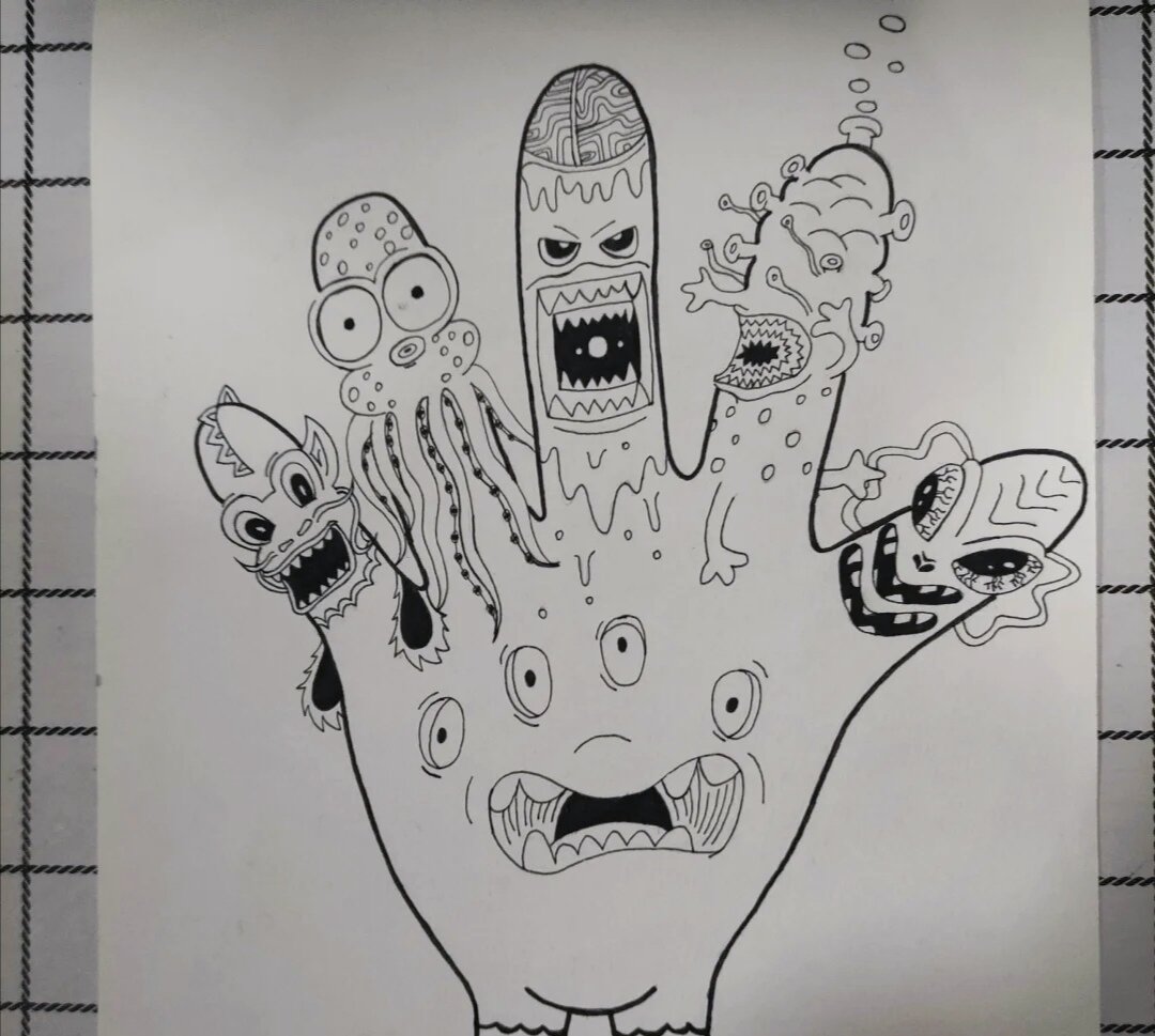 手掌黑白装饰画 哪位大佬还有这样的画