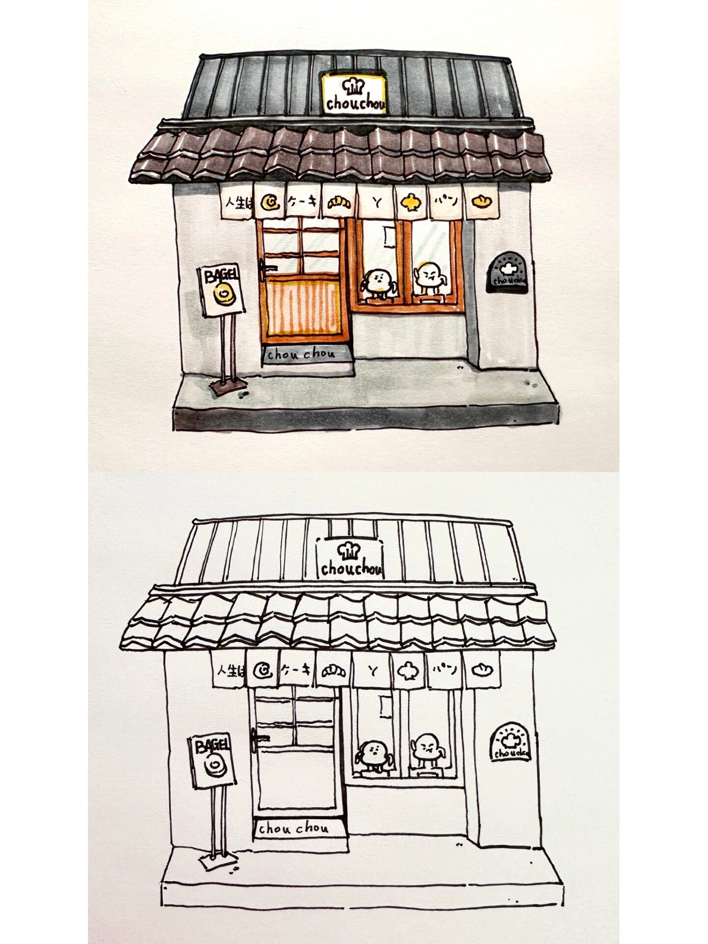 面包店手绘