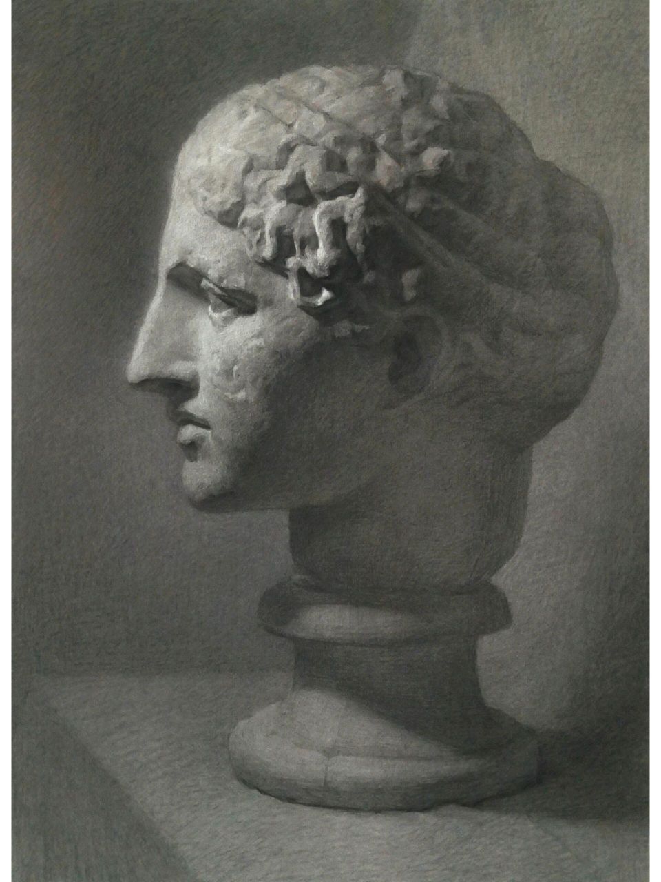 高一下素描作品 四开巴特农(大麻人)写生 果梅附中两周的长期作业 (有