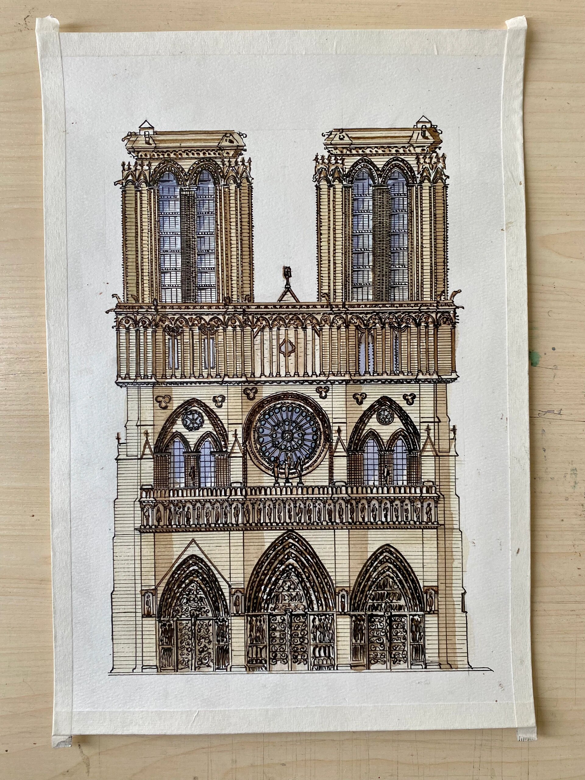 「巴黎圣母院」建筑手绘