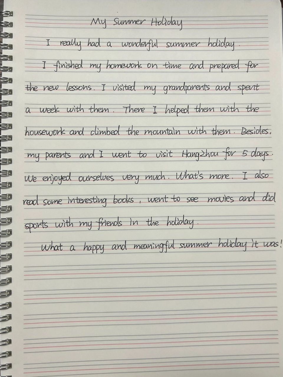 暑假英语作文之「我的暑期生活」 时态:一般过去时 结果:总-分-总.