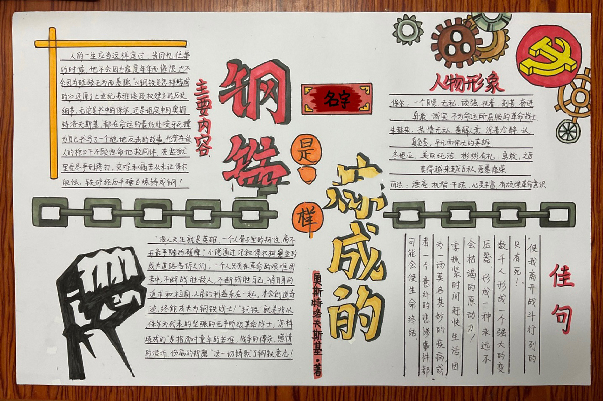 《钢铁是怎样炼成的》《动物的主要类群》手抄报 两份手抄报我都上色