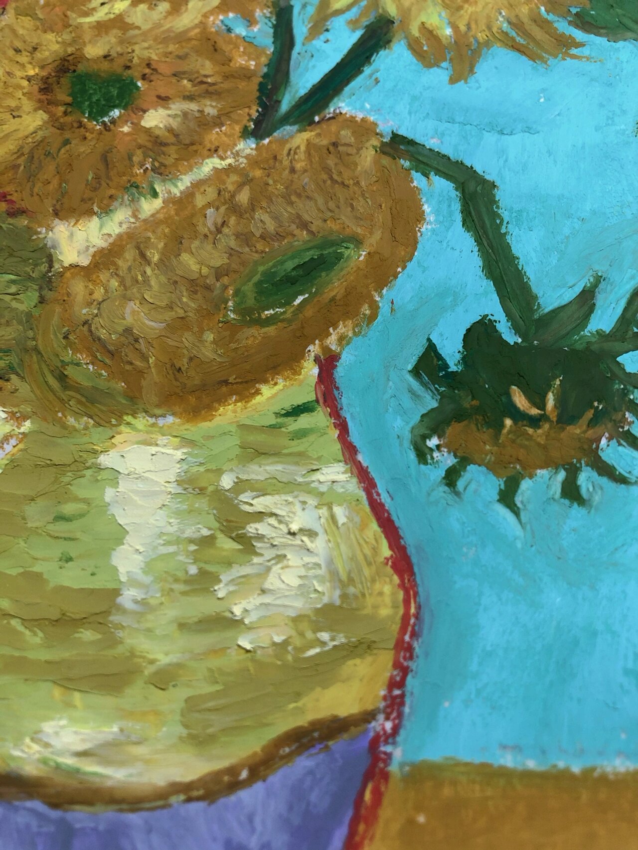 油画棒临摹|梵高《向日葵》