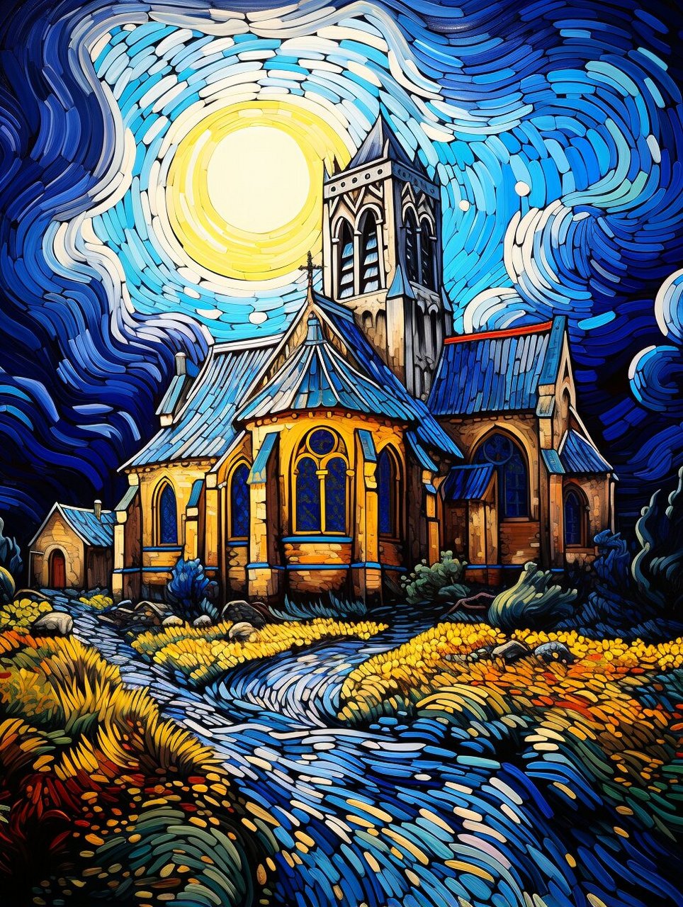 the church at auvers 梵高的《奥弗斯教堂》是一幅著名的油画作品