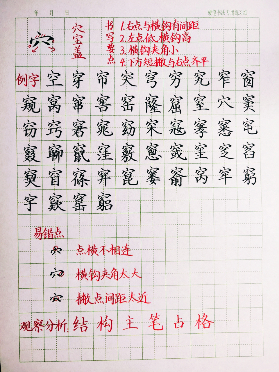 偏旁部首「穴宝盖」