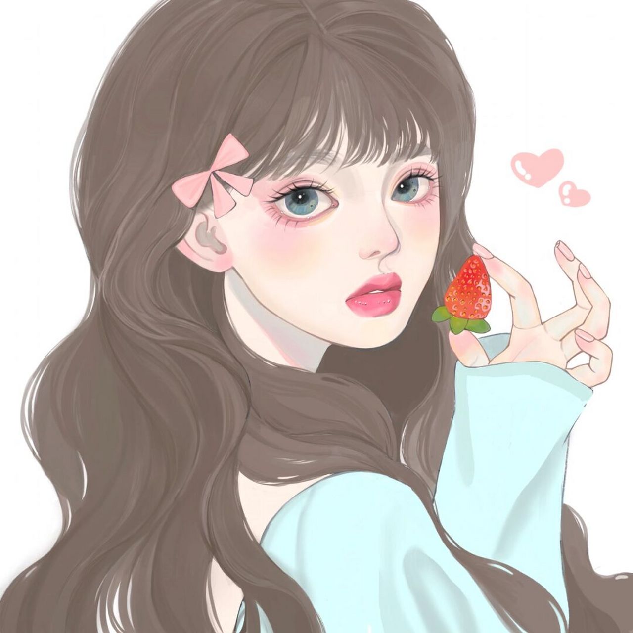 procreate手绘插画头像女生 新年快乐哟