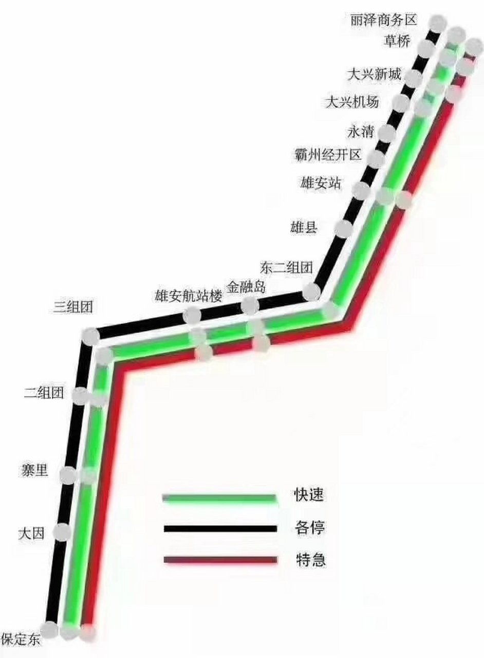 雄安新区地铁01r1 号线详细线路图 24小时运营的地铁每隔五分钟一趟