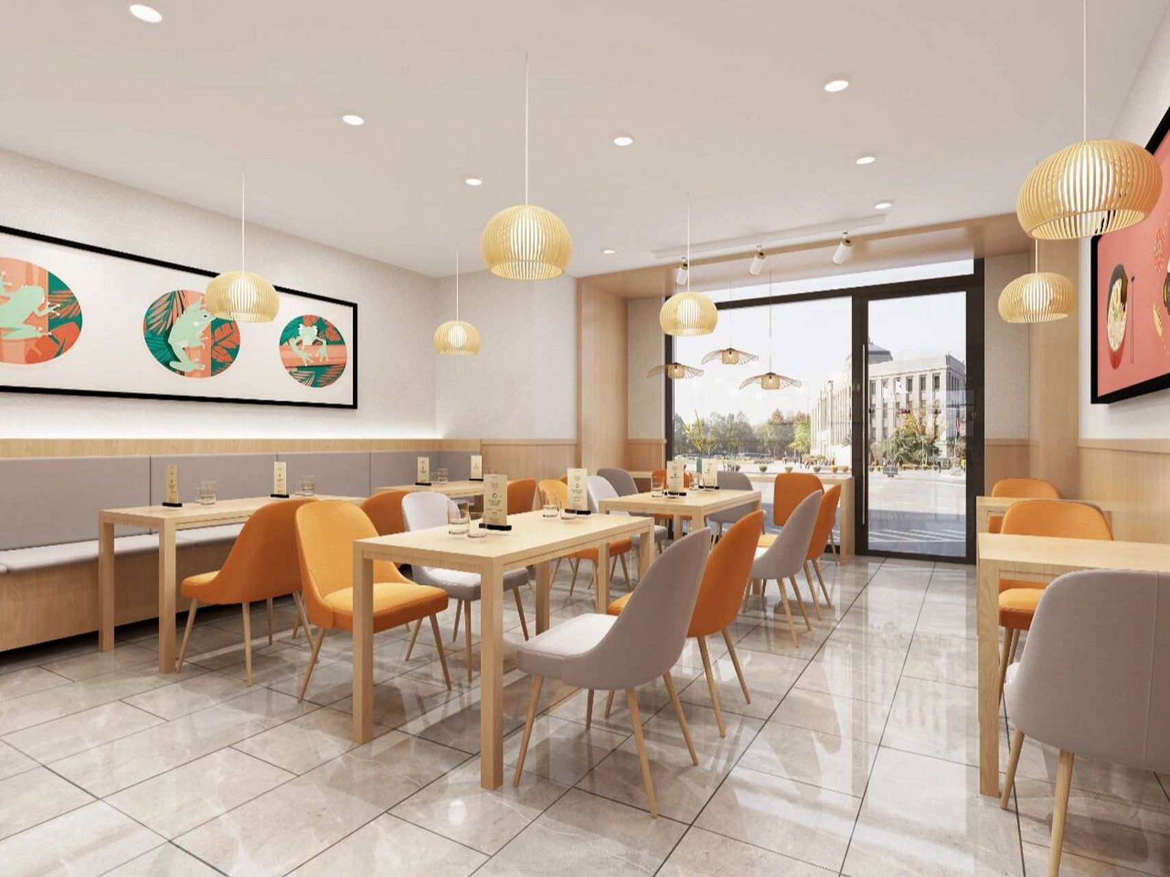 现代简约餐饮店装修设计,简单明快才是王道 一家餐饮店,从门头设计到