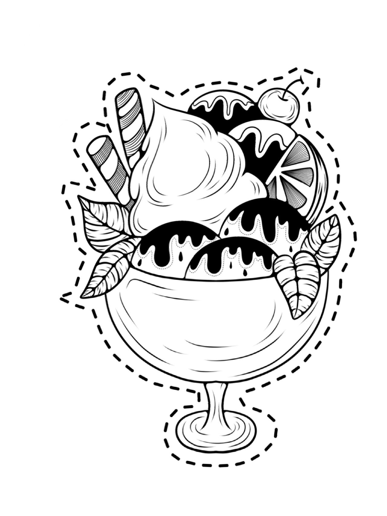 线描冰淇淋‖冰淇淋简笔画‖线描冰激凌‖冰激凌简笔画‖黑白线描‖板