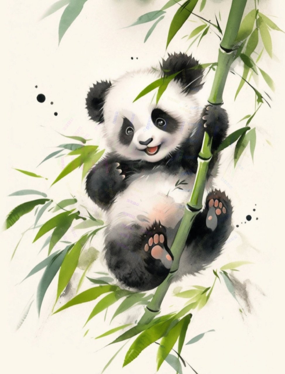 竹林中嬉戏的熊猫