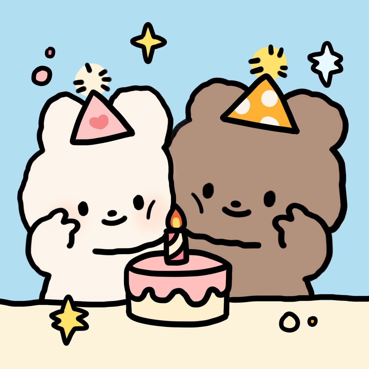 呼～生日快乐98|原创可爱姐妹情侣头像 比耶小兔7099祝你生日