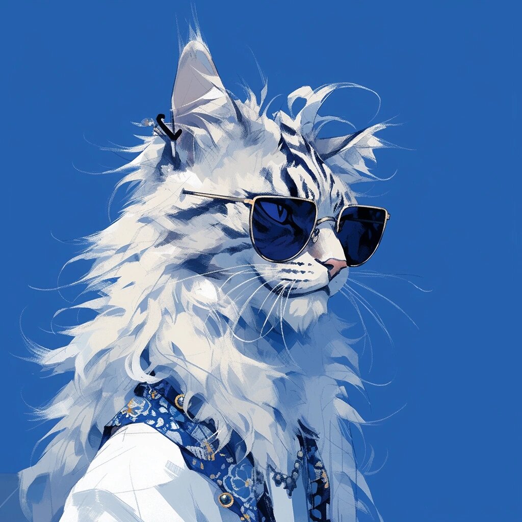 白色的缅因猫像只小白虎