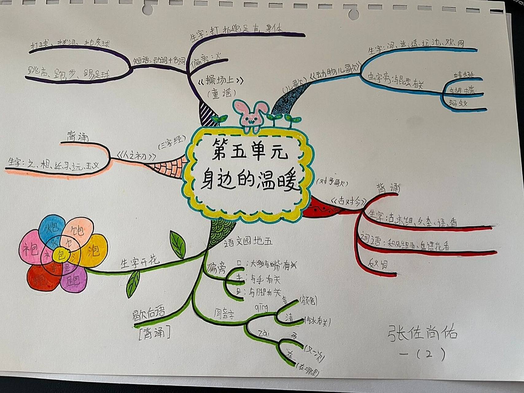 小学语文一年级下册《第五单元》思维导图 儿子的字有进步(里面也掺杂