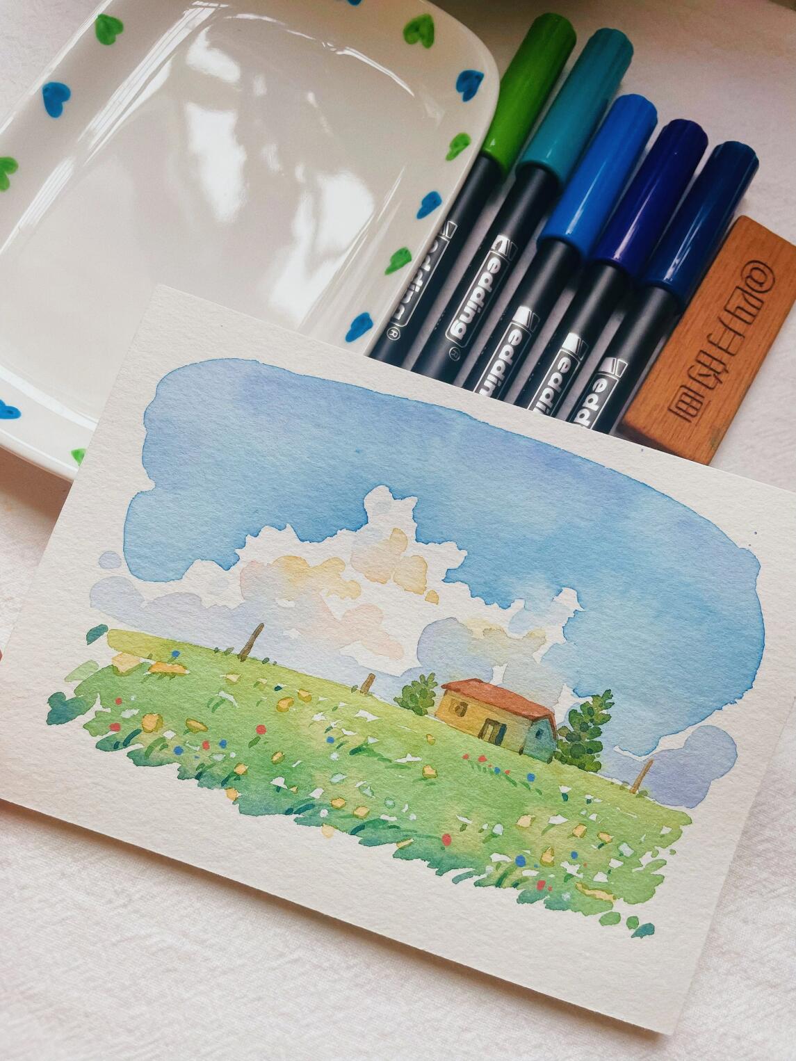 手绘调色盘～水彩过程分享