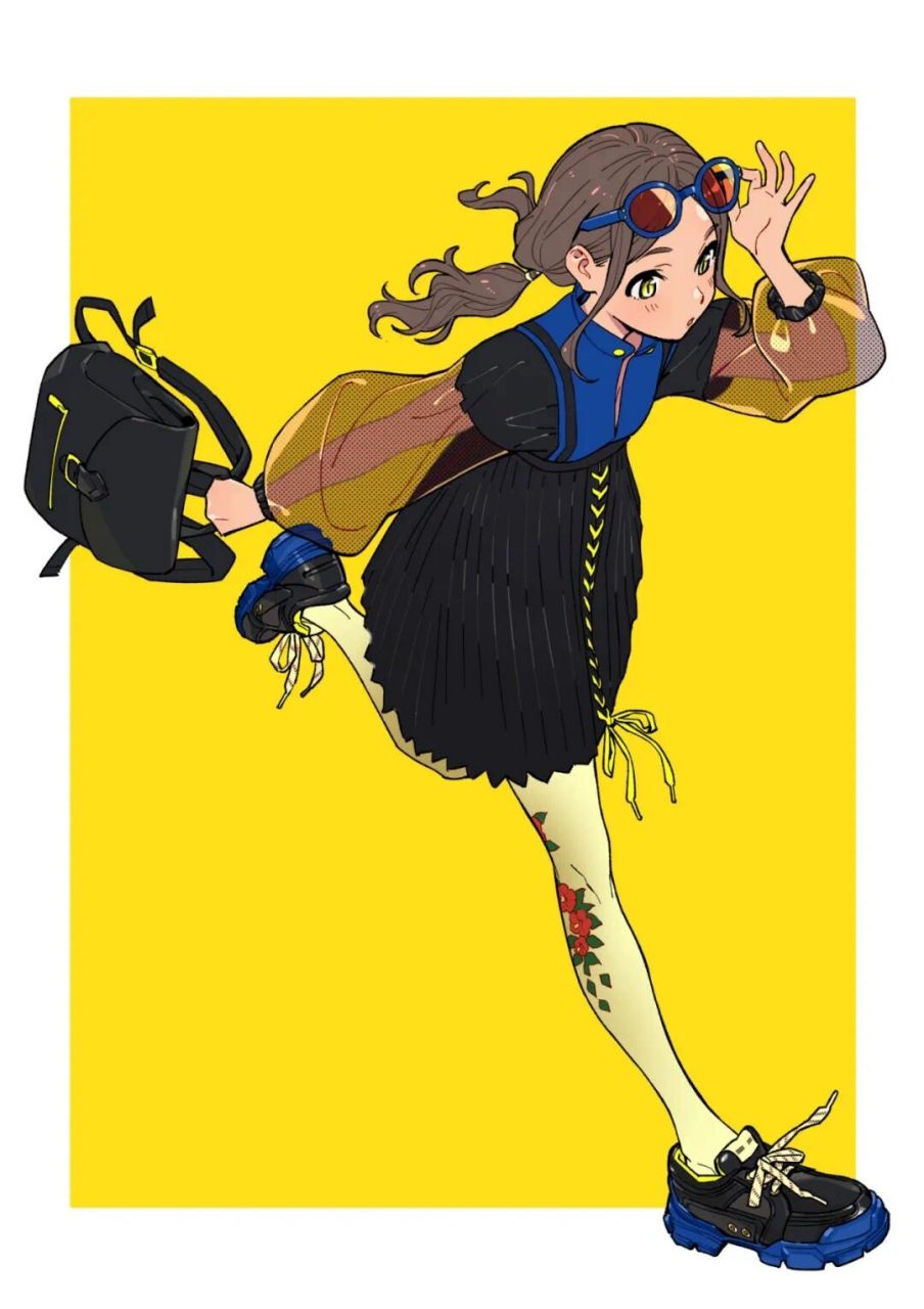 平涂风魅力四射的球鞋少女插画,大爱啊!