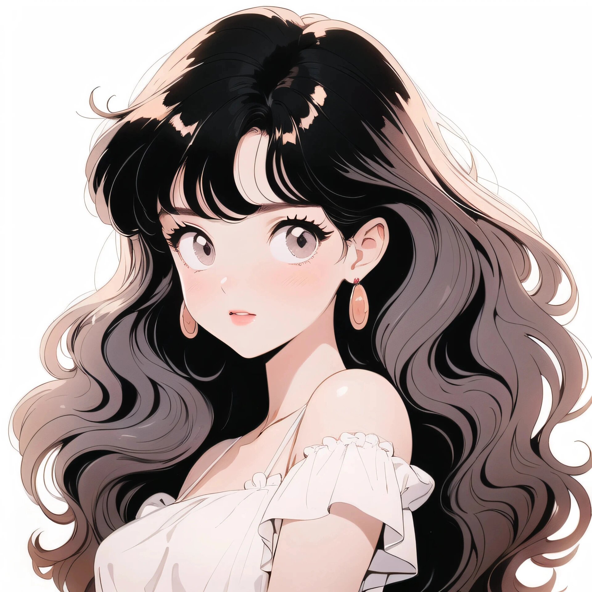 旧漫头像|时髦甜美小姐姐大波浪卷发