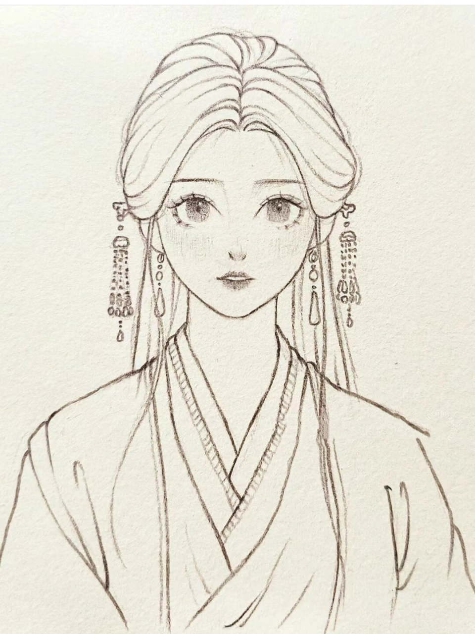 素描古装美女 全身图片