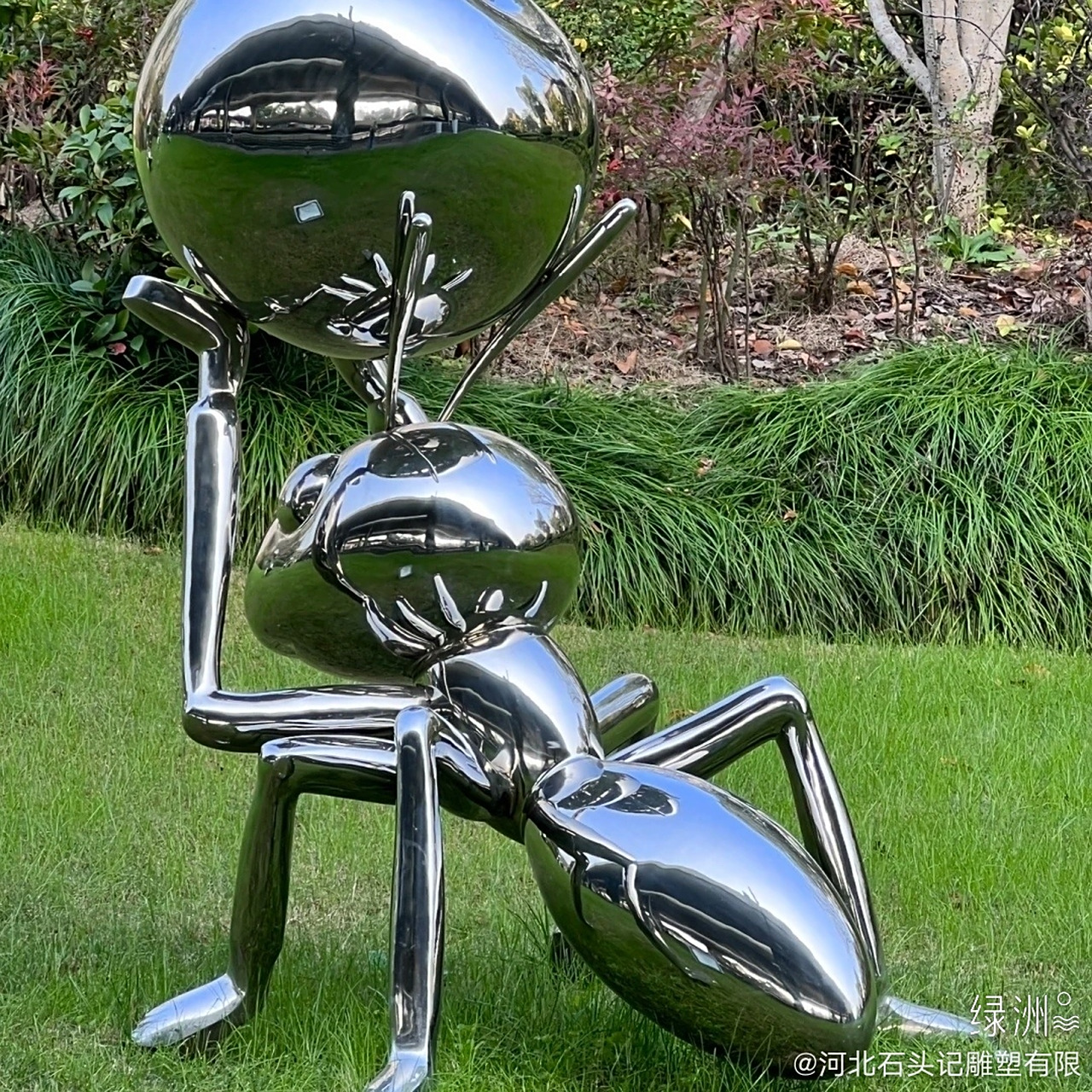 玉昌说不锈钢镜面蚂蚁雕塑艺术寓意 不锈钢镜面蚂蚁雕塑艺术摆件